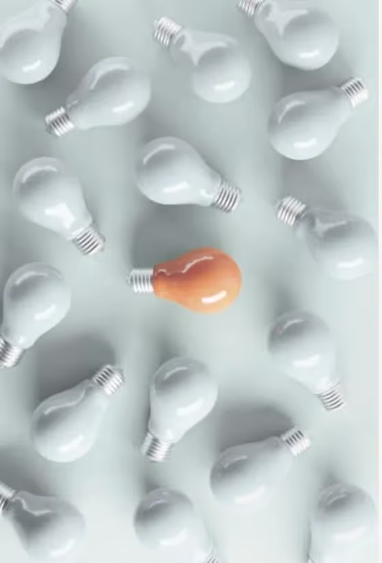 a banner image with dozens of not working lightbulbs and one Orange lightbulb in the middle